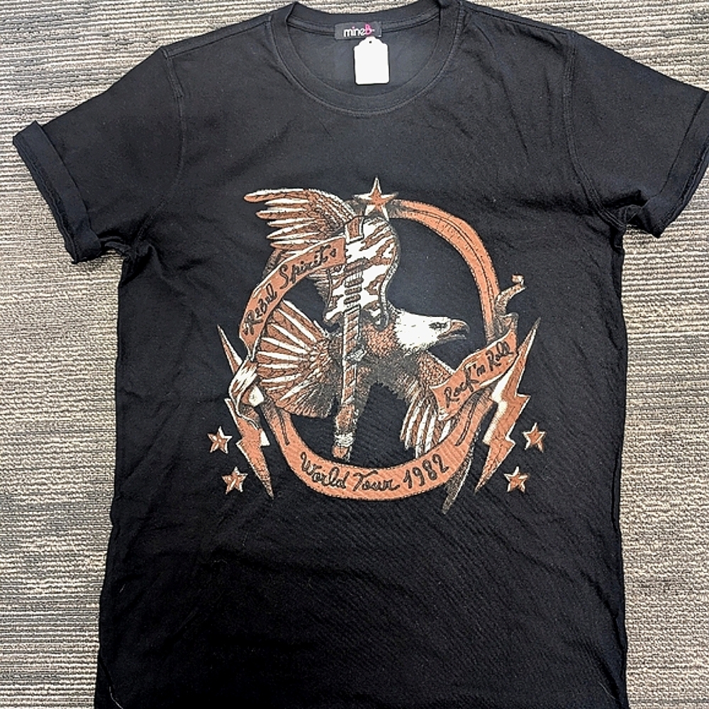 Rock N Roll Black and Orange Short Sleeve Tee